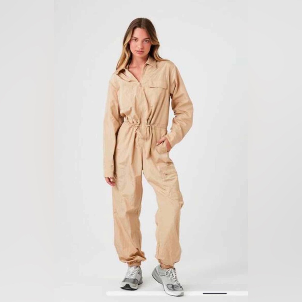 Zip-up Drawstring Jumpsuit - Large - Picture 3 of 6